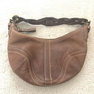 Coach classic brown leather hobo bag